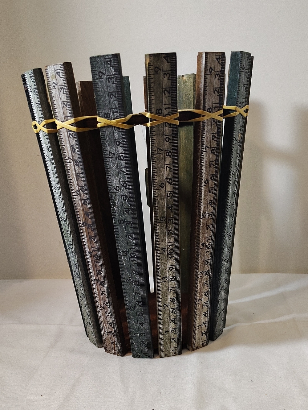 Wood Ruler Accent Vase - Multicolor Wood & Metal